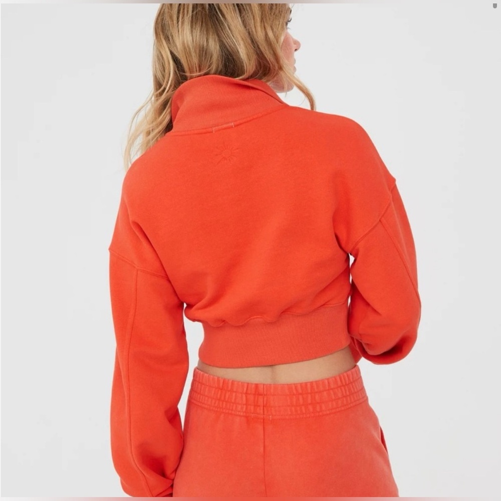 AERIE  Throw-Back Corset Cropped Quarter Zip PULLOVER/SWEATSHIRT - Picture 2 of 11